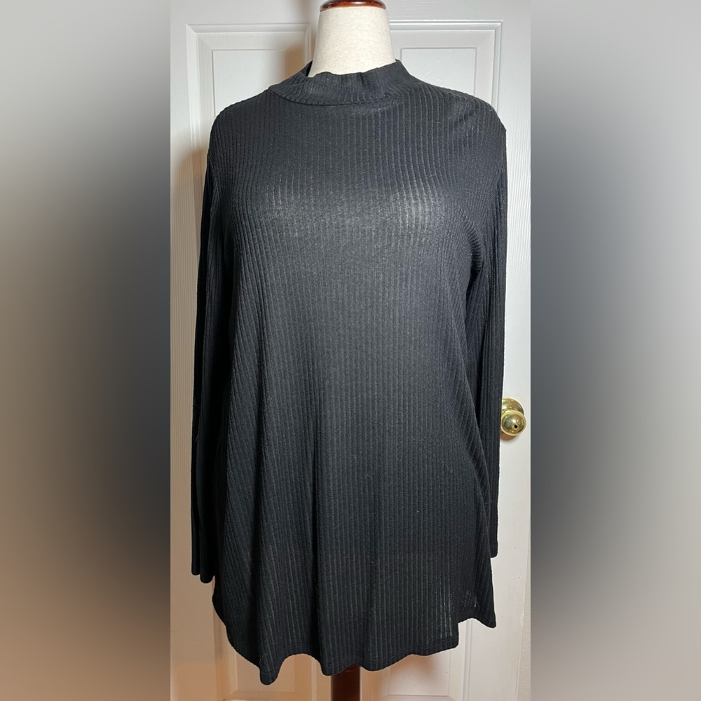 Lane Bryant Black Ribbed Long Sleeve Women’s Swing Top